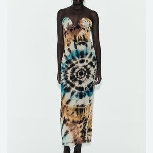 Zara Multicolor Strapless tulle Dress